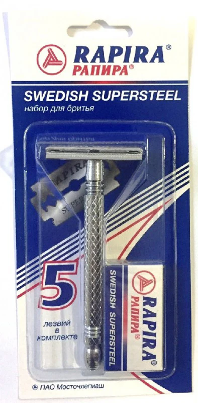 Rapira Станок классич. +5 лезв. СУПЕРСТАЛЬ металлич. ручка | Красота и здоровье
