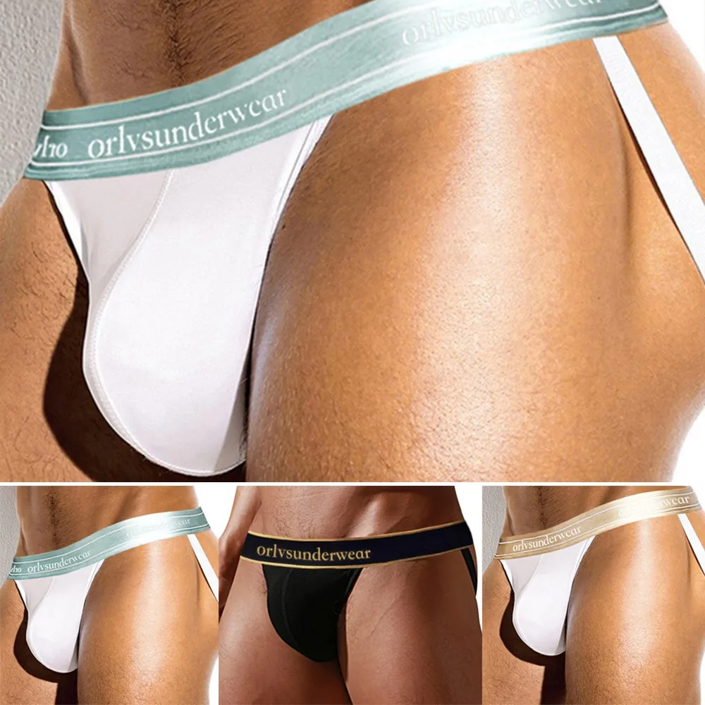 

Men Briefs Sexy G-String Thong Breathable Pouch T-Back Cotton Jockstrap Underwear Solid Color Low Rise Underpants Male