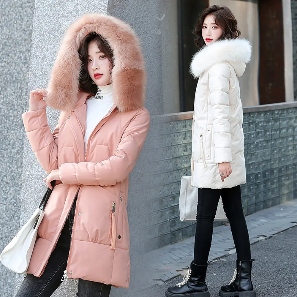 Vielleicht 2021 Winter Clothes Women Parka Jacket Fashion Casual Solid Hooded Thick Warm Cotton Padded Coat Winter Women Outwear