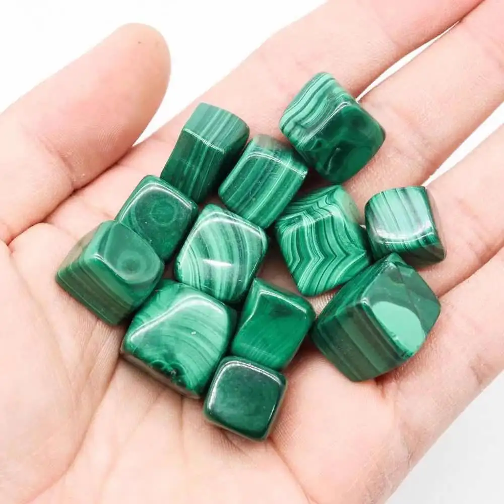 

5pc 15mm-20mm Natural Stripe Malachite Mini Cub Tumbles Stone Great Wedding Gift for Girl