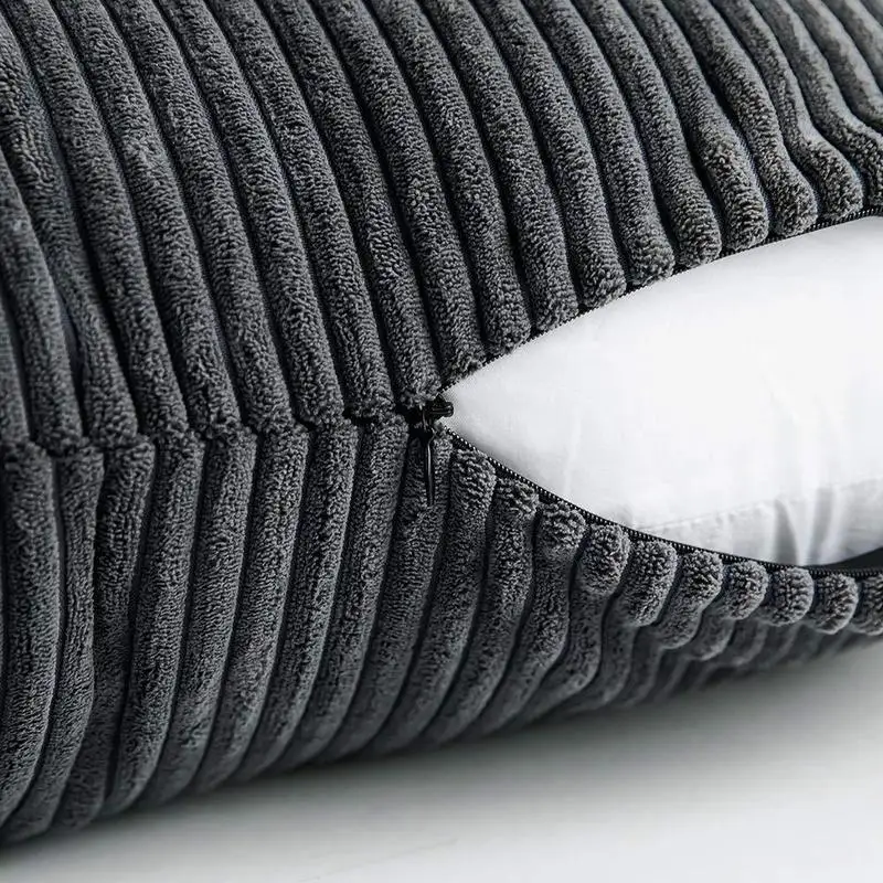 

1Pcs Modern Corduroy Plush Cushion Cover Solid Color Striped Pillowcase Soft Comfortable Throw Pillow Covers Sofa Bed Home Decor