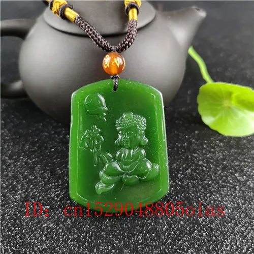 Ожерелье из натурального зеленого китайского нефрита с подвеской Будды модное