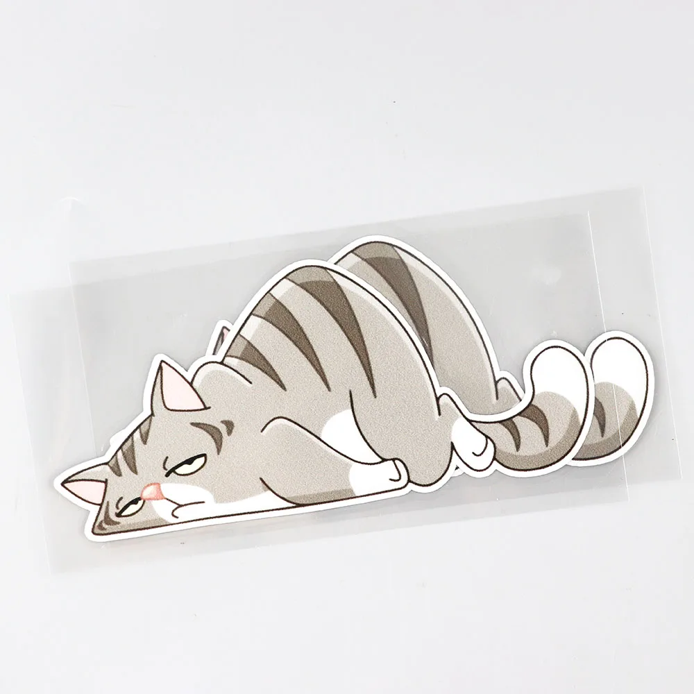 Наклейка ПВХ уставший Кот лежащий на животе YJZT 17 3 см × 7 11C-0023 |
