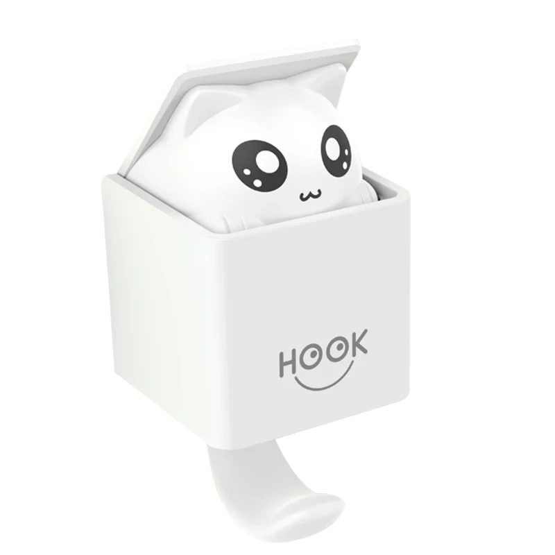

1PC Creative Cartoon Cat Hook Hanger Adhesive Wall Mounted Hooks Racks for Keys Hat Clothes Handbag Sundries Holder Organizer