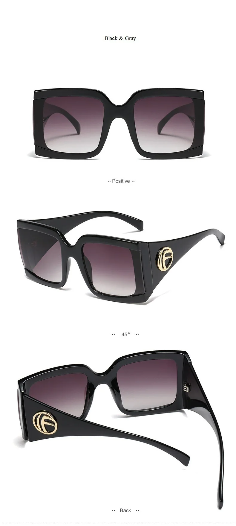 Wide Leg Oversized Sunglasses For Women Retro Print Letter Frame Celebrity Fashion Sun Glasses Men Black Square Eyewear Oculos