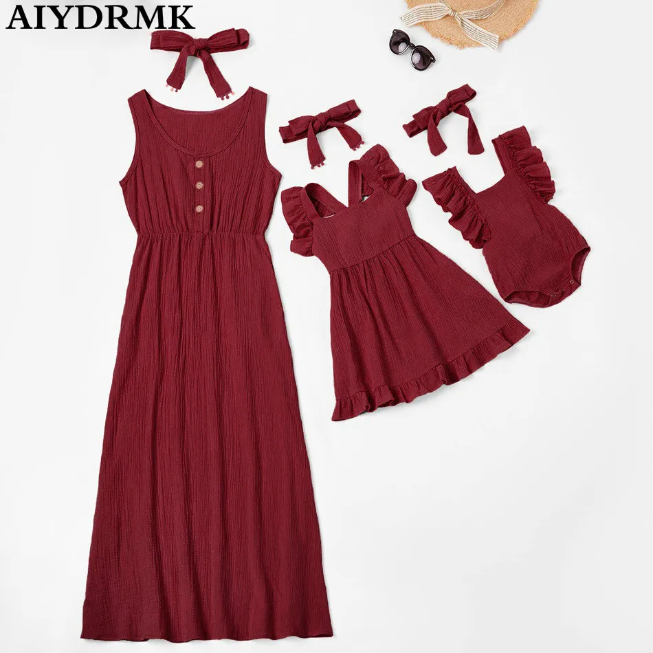 Платье для мамы и дочки семейный образ платья без рукавов женская одежда девочек