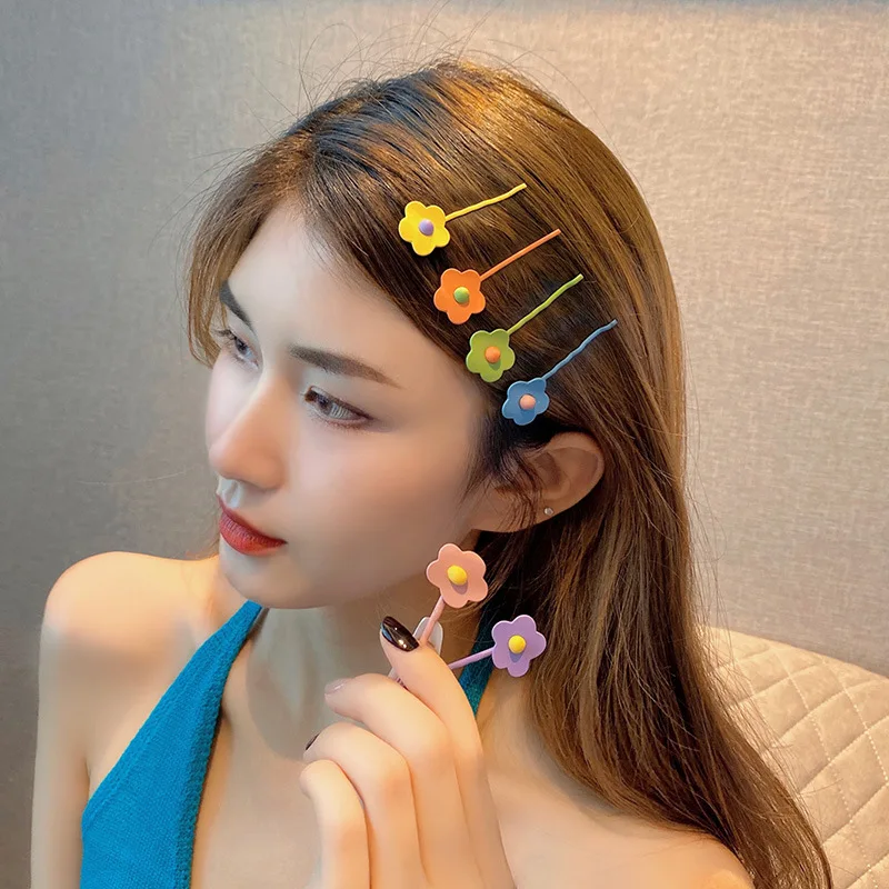 

5PCS Set Colorful Cute Flower Hair Clips Pin for Women Fashion Barrettes Headwear Girls Sweet Hairpins Hair Accessories