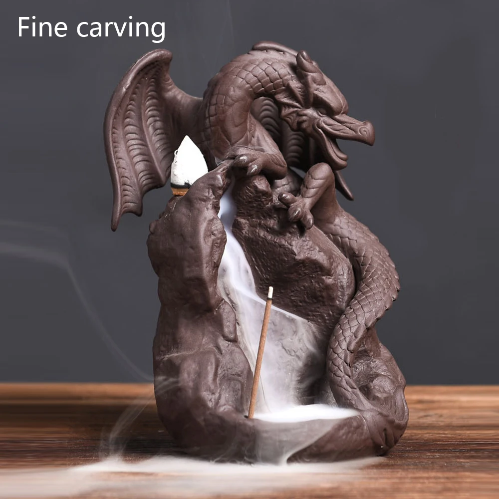 Ретро керамический обратный поток Курильница дракон ладан держатель горелки