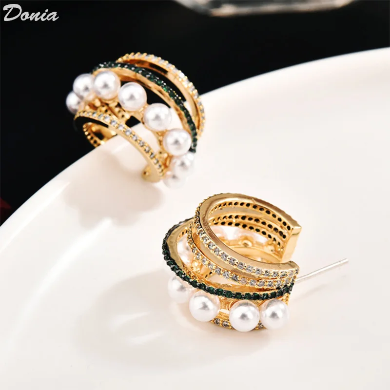 Ювелирные изделия Donia новые модные жемчужные серьги в виде ракушек медные микро