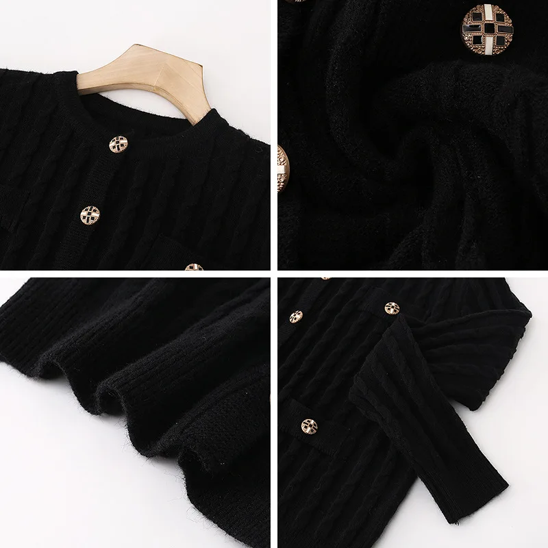 

Spring Autumn Knitted Cardigans Women Tops Retro Slim Long Sleeve Casual Sweater Twist Striped Pull Femme TA3129