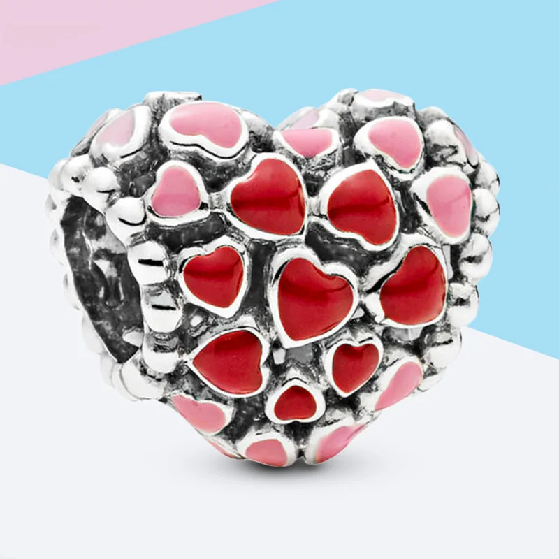 Модные подвески Leabyl с красной эмалью в форме сердца для браслета ожерелья бусины