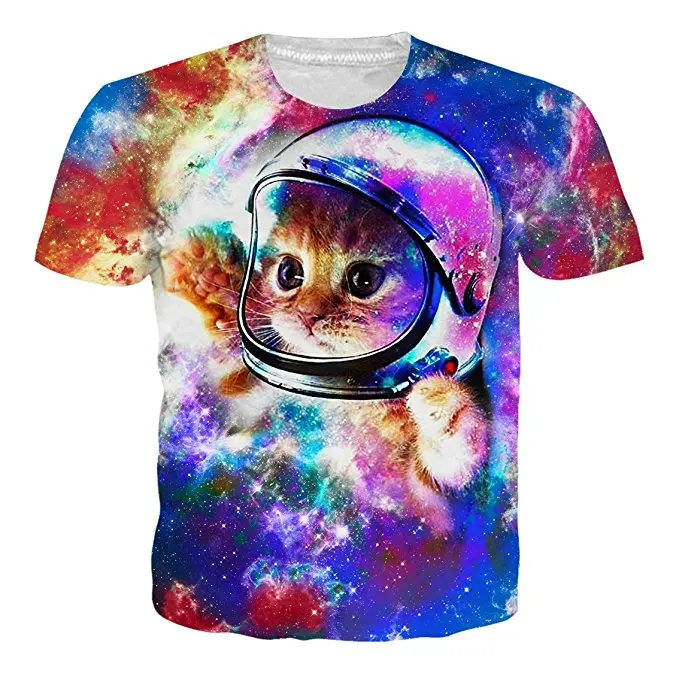 

New Fashion T-shirt Men 3D T Shirt Print Astronaut Cat Space Galaxy Tees Shirts Man Summer Tshirts Brand Hip Hop Tops Dropship