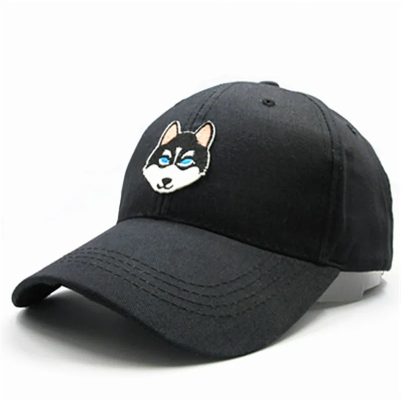 

2021 Cartoon Wolf Dog Embroidery Cotton Baseball Cap Hip-hop Adjustable Snapback Hats for Men and Women 156