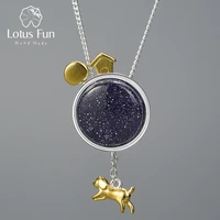 lotus fun real 925 sterling silver natural gemstone handmade fine jewelry dog escape from the earth pendant without necklace