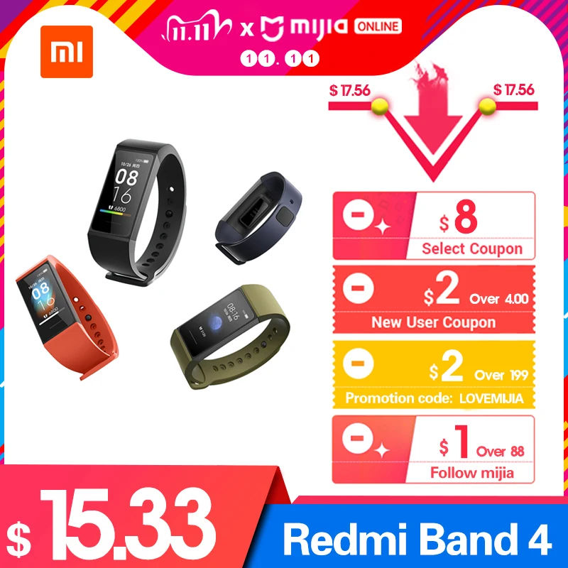 Смарт браслет Xiaomi Redmi Band 4 фитнес трекер с пульсометром Bluetooth 5 0 водонепроницаемый