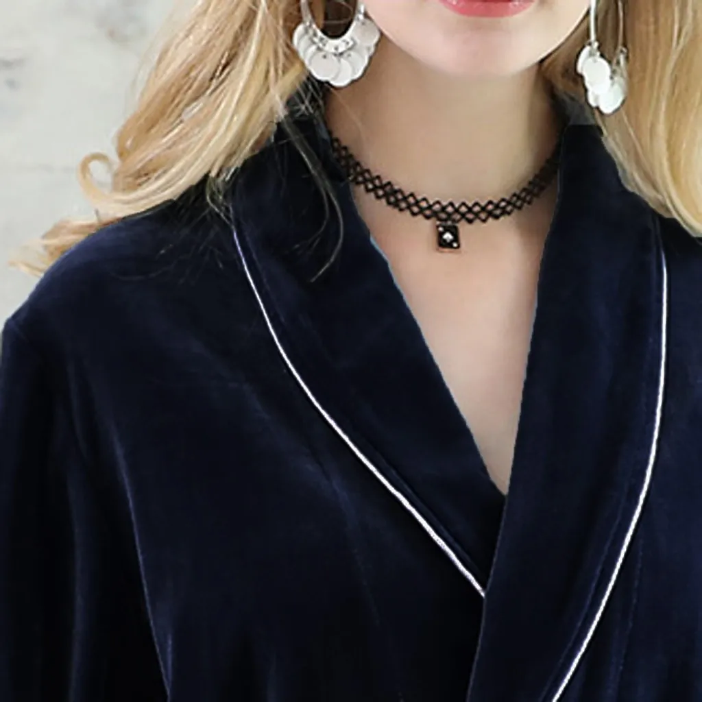 Женский бархатный халат банный Свадебный пижама одежда для сна с карманами и