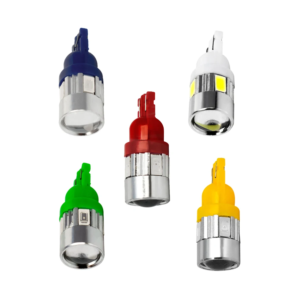 T10 W5W 168 194 5630 6SMD светодиодный автомобильный прожектор с линзой автомобильная