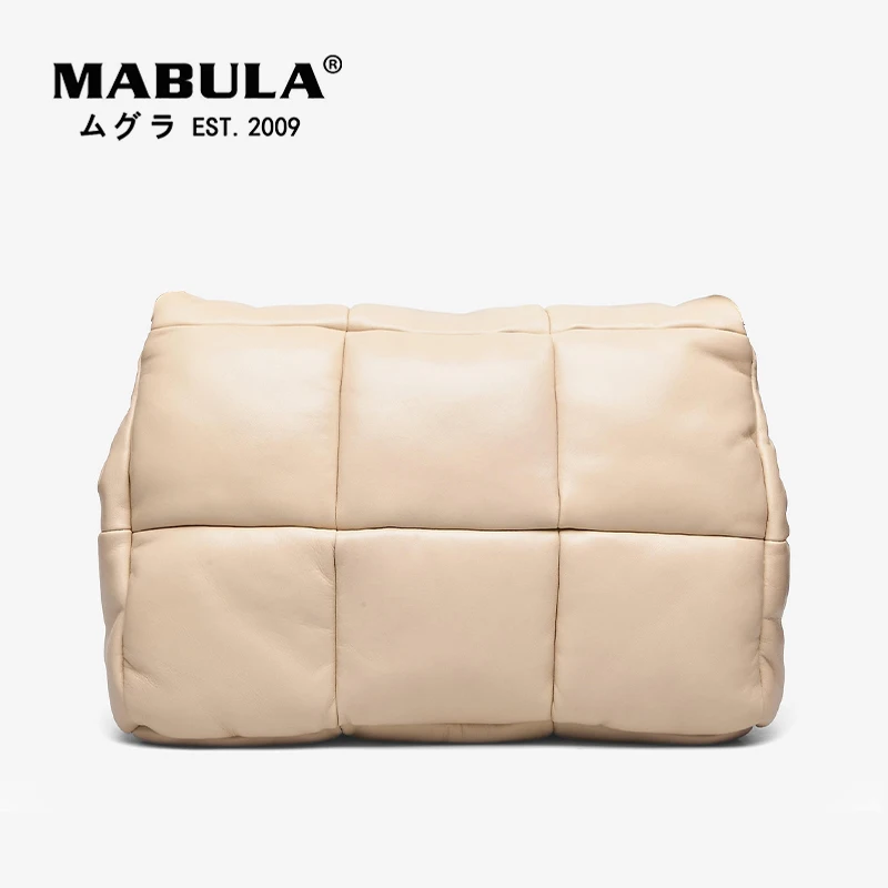 

MABULA Winter Quilted Down Space Women Shoulder Bags Female Luxury Feather Padded Handbags Large Capacity Soft Pillow Totes
