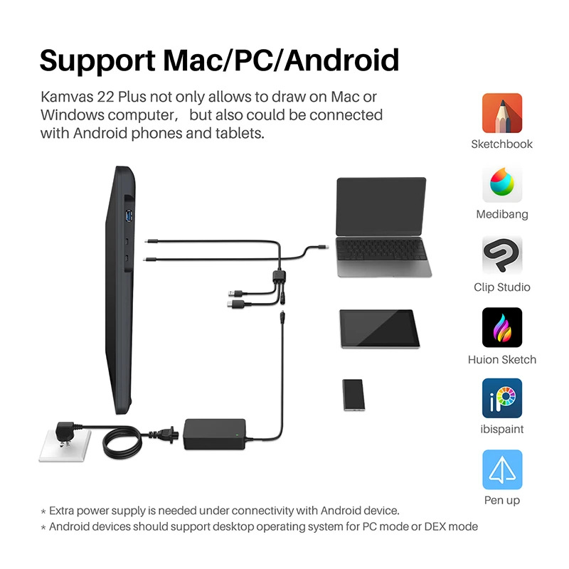 

22 Plus Graphic Pen Display Digital Art Painting Tablet Monitor 21.5 inch with Anti-glare Etched Glass 140%sRGB