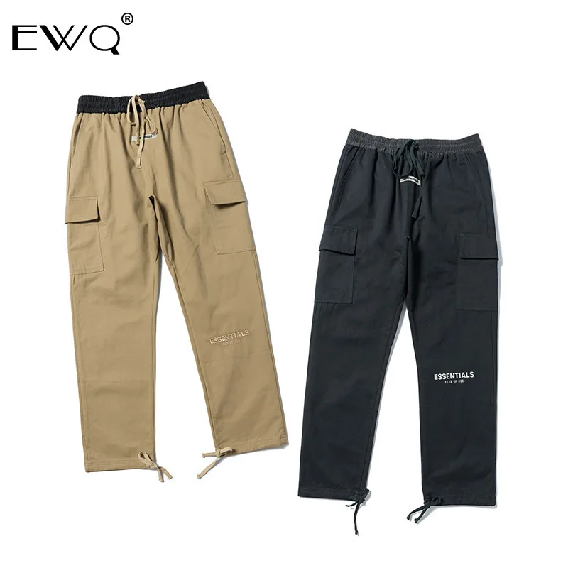 EWQ / 2020 Весна Лето Новые мужские брюки Tide Мужская Уличная Лоскутная рабочая одежда