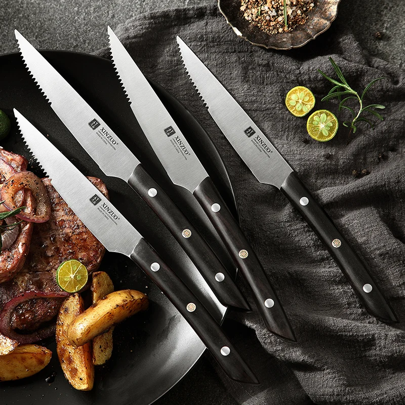 

XINZUO Professional Steak Kitchen Knife Set German Stainless Steel High Carbon High Quality Kitchen Knives with Ebony Handle