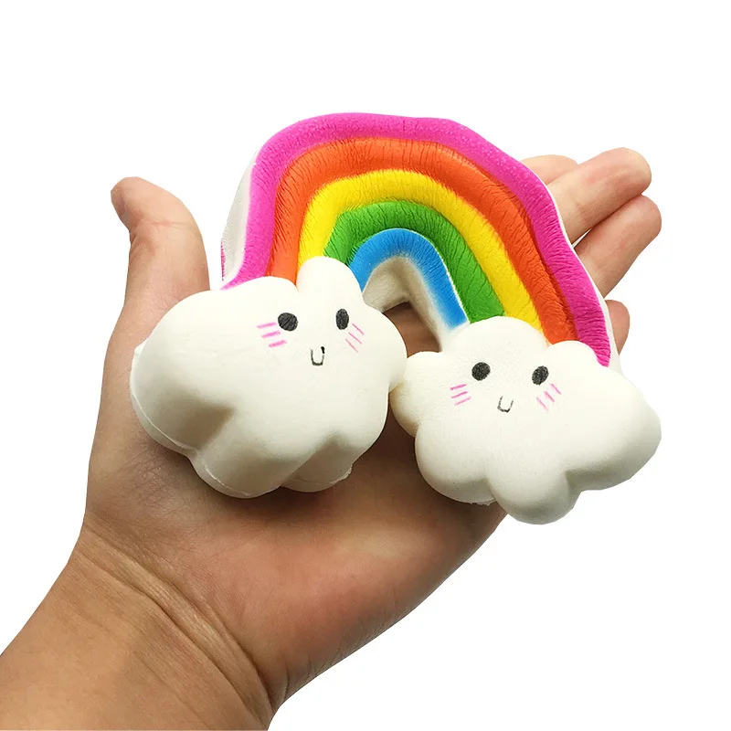 1 ud. Arco Iris Kawaii nube blanca juguetes para apretar suaves para ni&ntilde;os adultos crecimiento lento perfumado apretar alivio del estr&eacute;s juguetes chico regalo de Navidad-1