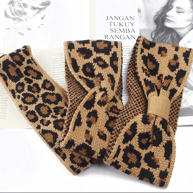 Женская повязка на голову с узором снежного барса для ушей теплый женщин