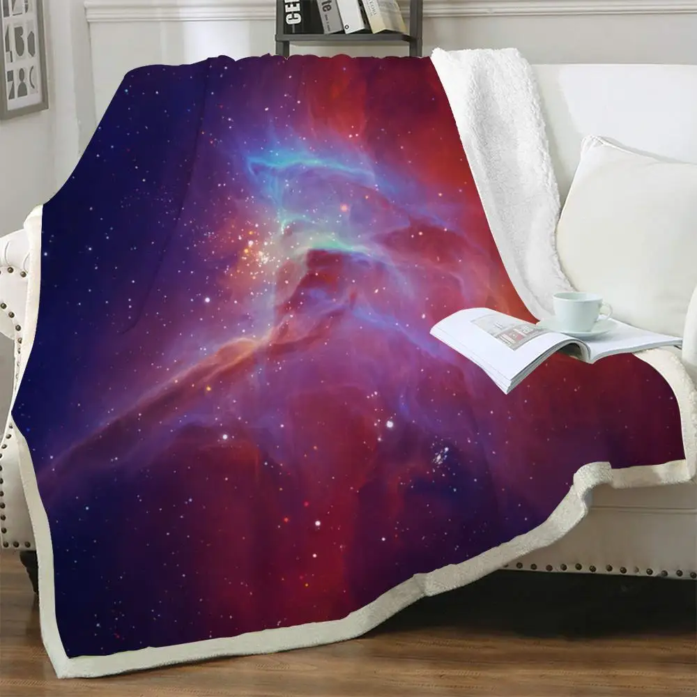 

NKNK Brank Galaxy Blanket Space Bedspread For Bed Nebula Bedding Throw Colorful 3D Print Sherpa Blanket Animal High Quality