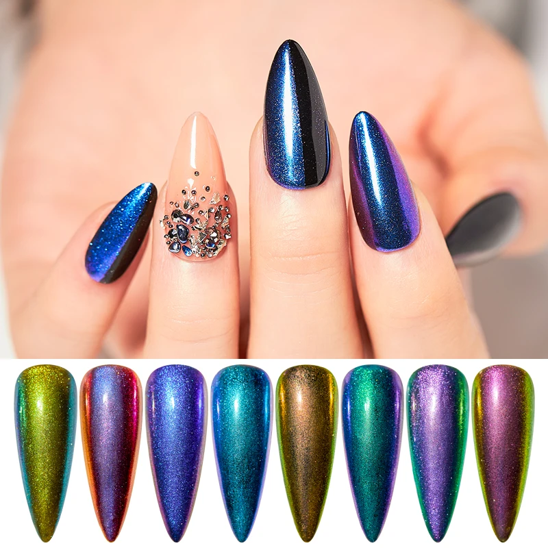 Голографическая зеркальная полировальная пудра в форме четырех лилий