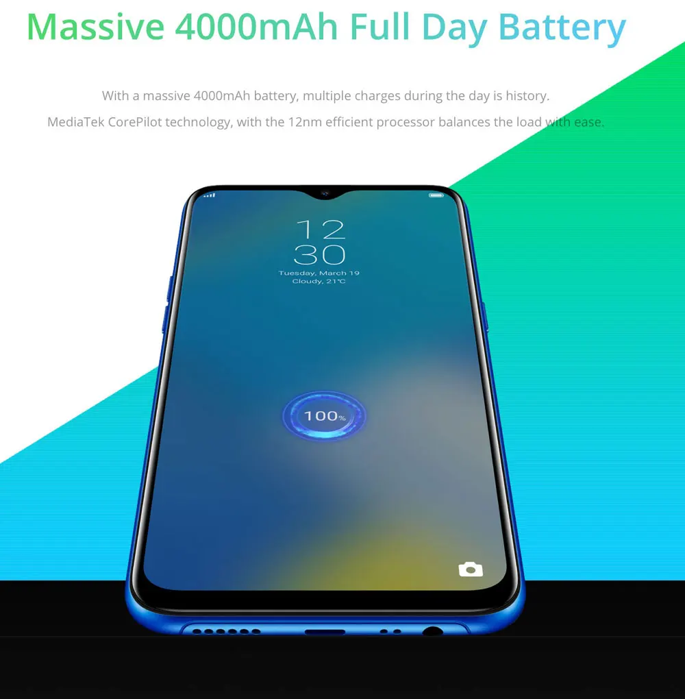 RU версия 6,1 дюймов Realme C2 RMX1941 мобильного телефона 4000 мА/ч, Octa core, 2 Гб оперативной памяти, 16 Гб встроенной памяти, 13MP 2MP двойной Камера Android 9,0 с двумя sim-картами 4G, чехол для телефона