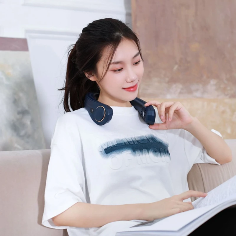 

Hanging Fan USB Fan Portable Fan Rechargeable Headset Design Adjustable Fan 3 Wind Speed for Office Outdoor