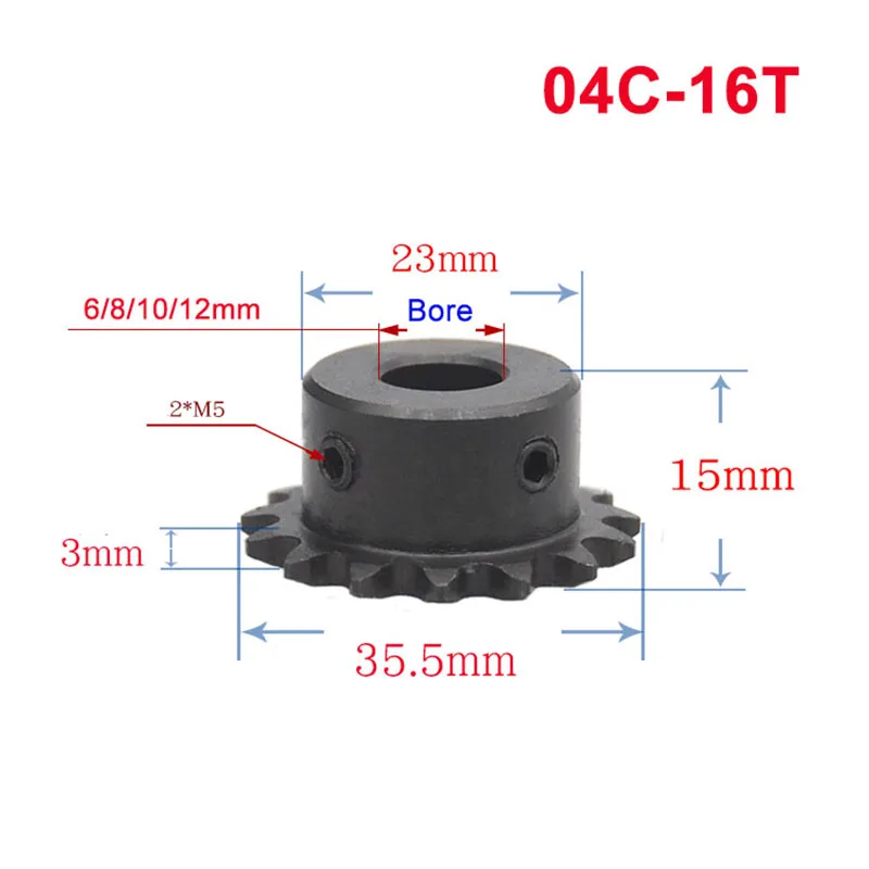 1 шт. 04C 15 зубцов-17 зубцов цепное отверстие шестерни 6-12 мм Промышленное колесо