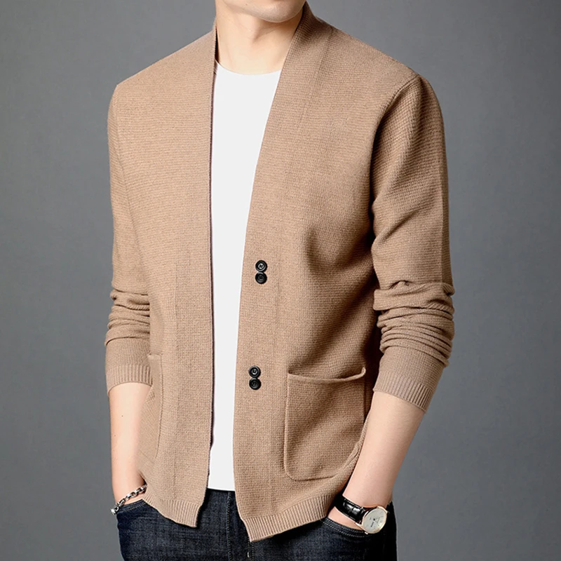 

Autumn New Men's Knit Jacket Business Casual Single-breasted Sweater Cardigan Jacket Male Fahion Clothes