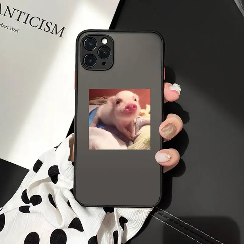 

Cute Little Pink Pet Pig Phone Case For iphone 12 11 7 8 plus mini x xs xr pro max matte transparent cover