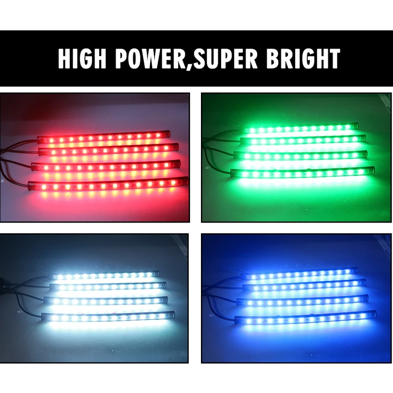 HLXG 4 шт. Автомобильные украшения с неоновым светом светодиодные полосы света RGB