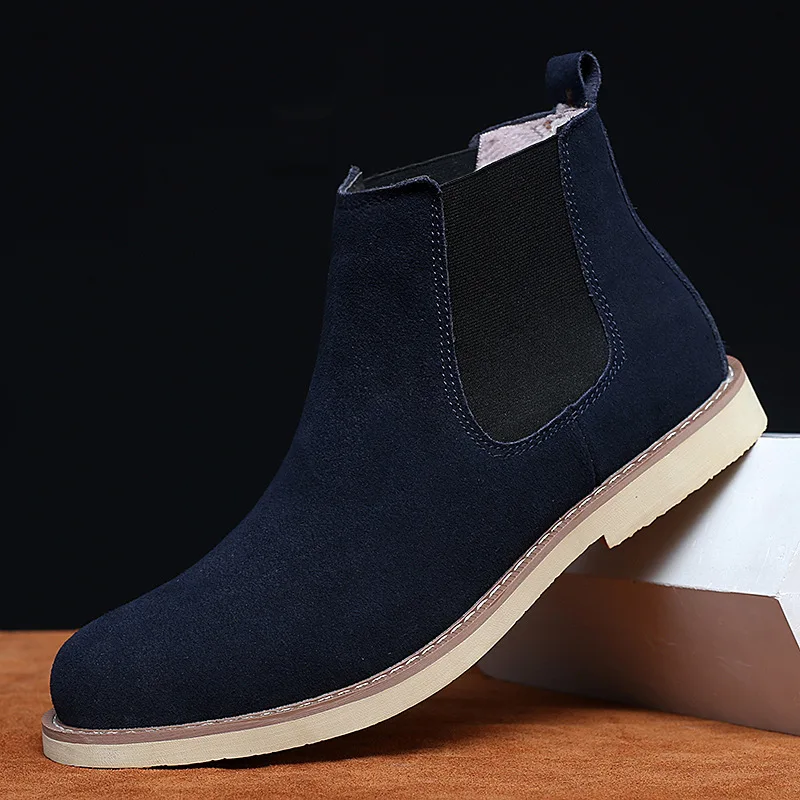 Men Boots Luxury Spring/Winter Elegant Chelsea Cow Suede Leather Lovers' Casual Shoes Plus Size 47 Zapatillas Hombregy | Обувь