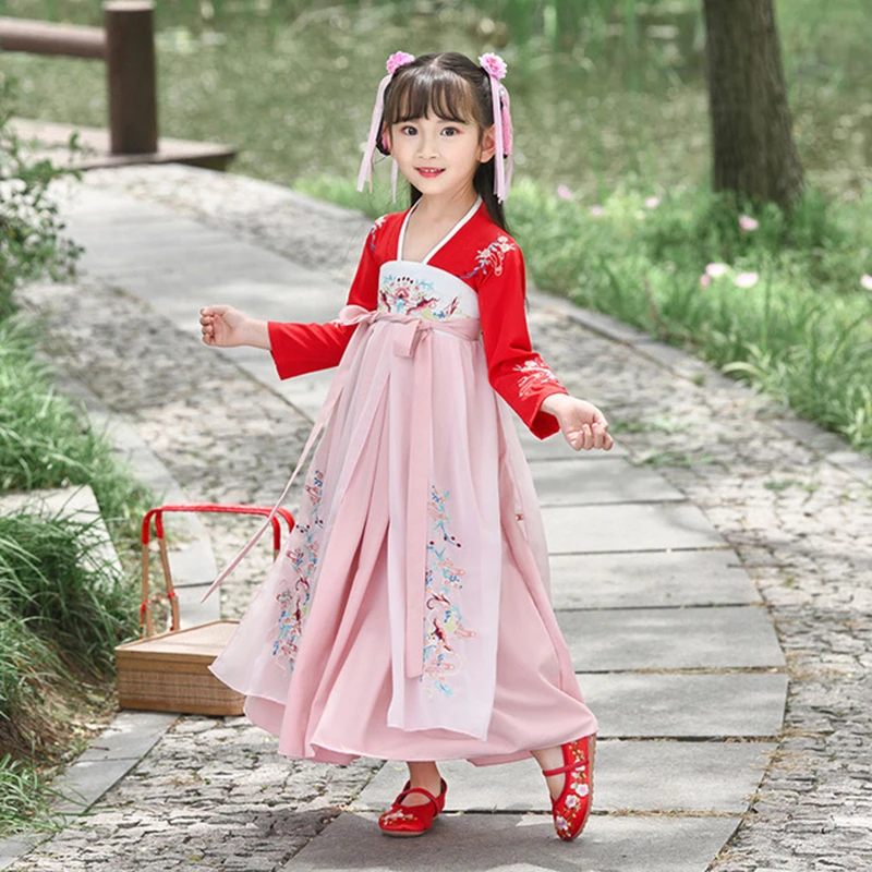 Китайские традиционные студенческие новые детские костюмы Hanfu для девочек юбки