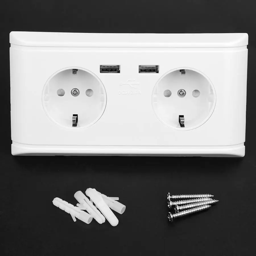 Настенная розетка с двумя usb портами 5 В 2 4 А настенное зарядное устройство