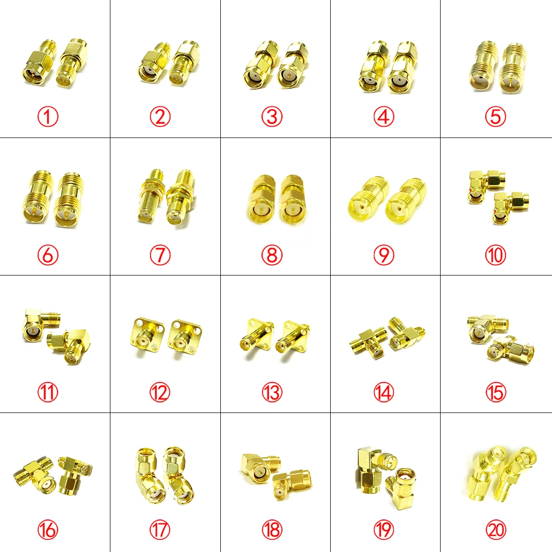 

SMA Female Male RP RF Coax Adapter Convertor Straight Right Angle Connector Goldplated Wholesale Price
