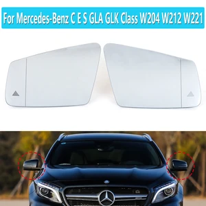 for mercedes benz c e s gla glk class w204 w212 w221 wide angle replacement heated blind spot warning wing rear mirror glass free global shipping