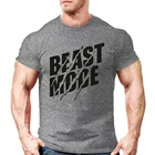 Футболка мужская приталенная с коротким рукавом, модная тенниска оверсайз, брендовая майка с принтом чудовища, черная серая белая