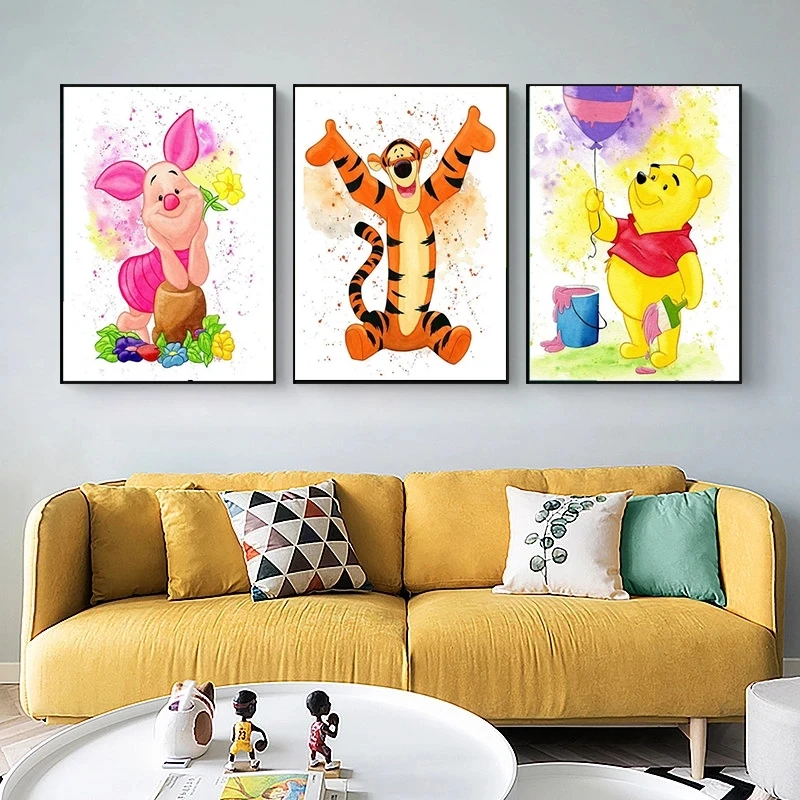 Disney Печать на холсте Современная Винни-Пух искусство стену картина для гостиной