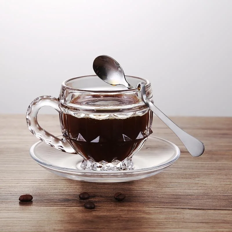 

Креативная Роскошная прозрачная стеклянная кофейная чашка из 3 предметов, стеклянная кружка для цветов и чая, не содержит свинца, термостой...