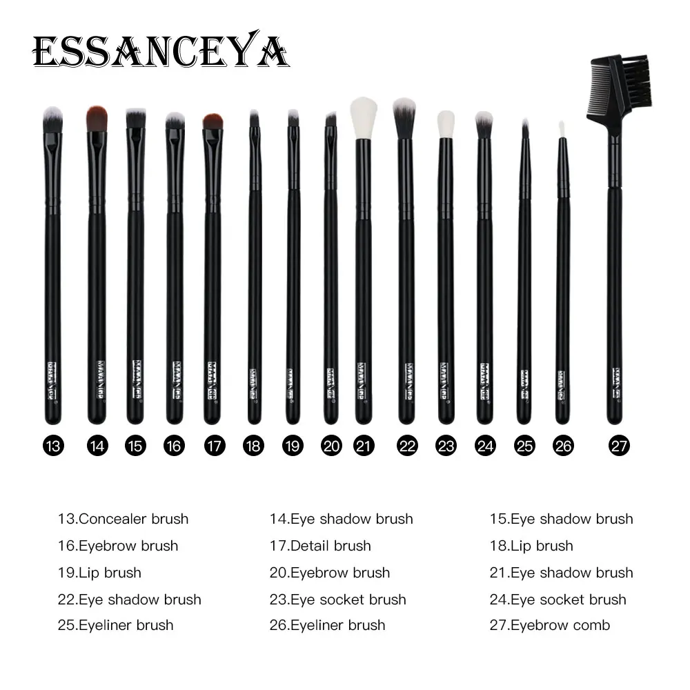 ESSANCEYA 10/27PCS Makeup Brushes Set Foundation Eyeshadow Blending Make Up Brush Tools Soft Synthetic Hair For Beauty | Красота и