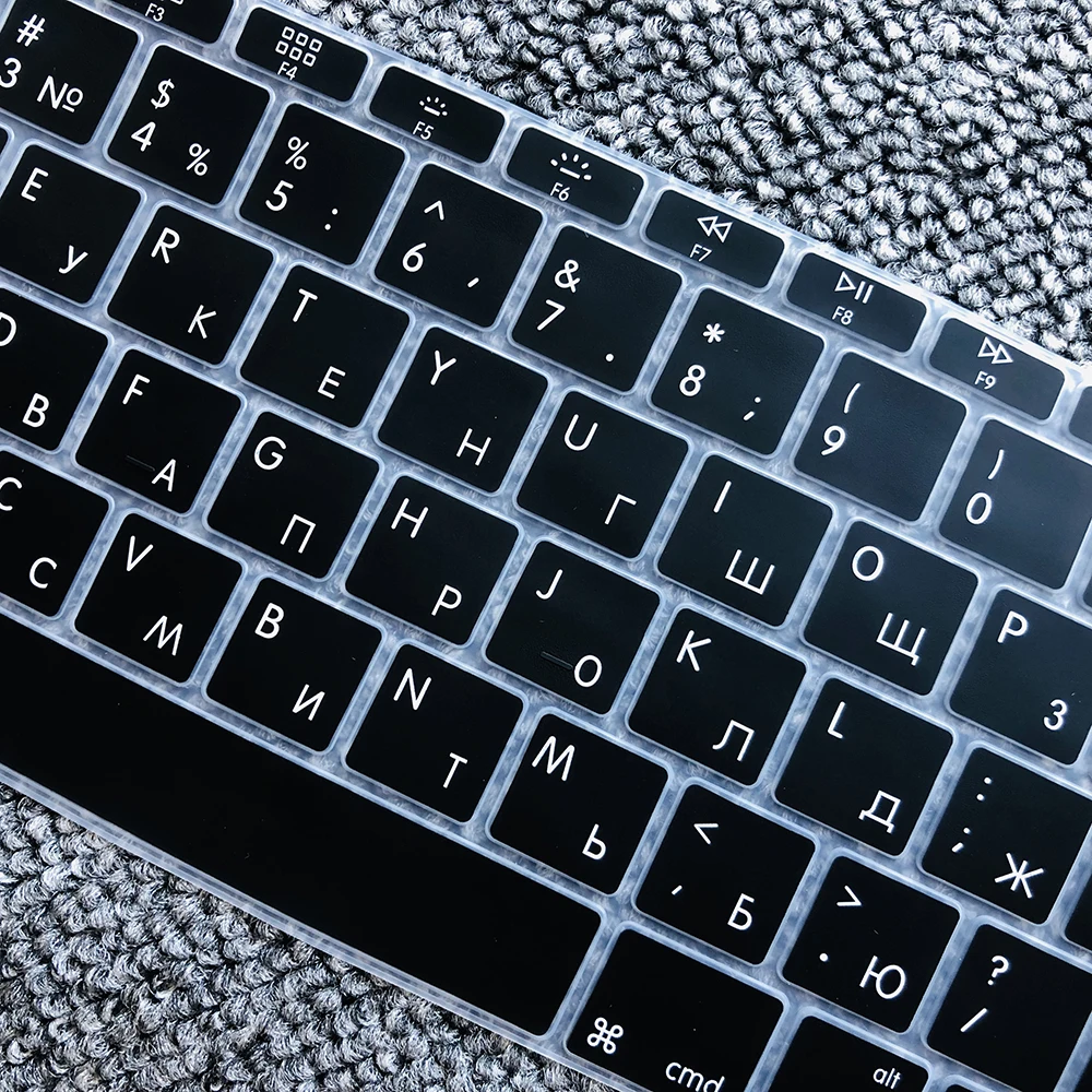 Русская крышка клавиатуры Мягкий силикон для Macbook 1" A1534 A1931 retina для Pro 13" не с сенсорной панелью A1708 A1988 ЕС введите ключ