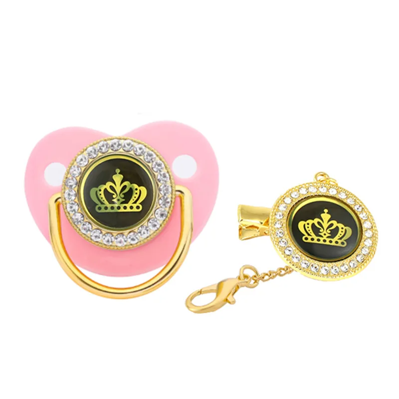 5 цветов золотой блестящий детская пустышка на цепочке с прищепкой заклепками и