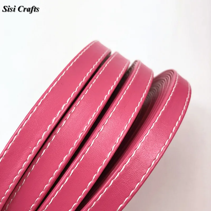 Sisi лента для поделок сшитая Fushia PU 12 мм 30 ярко-розовая Сливовая искусственная кожа