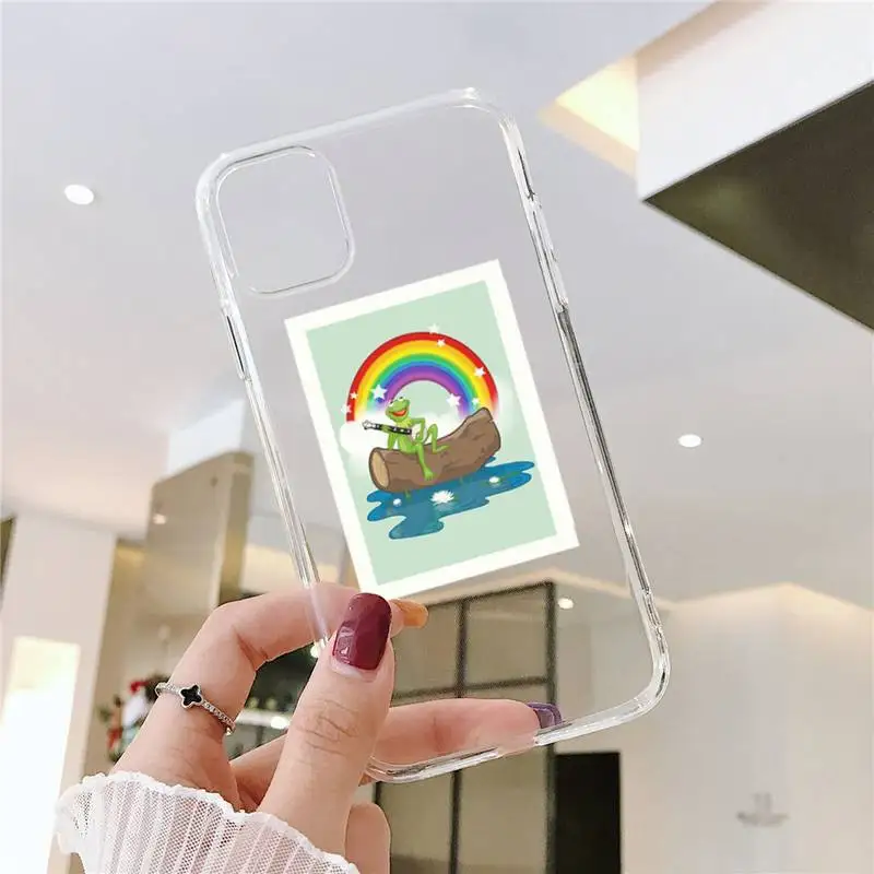 

Kermit the Frog Phone Case Transparent for iPhone 6 7 8 11 12 s mini pro X XS XR MAX Plus SE cover funda