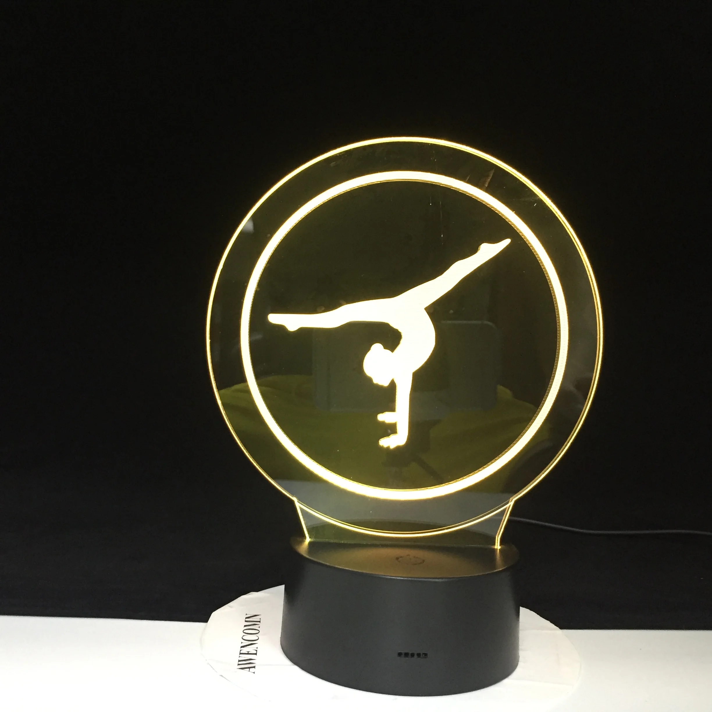 Ночник с 3D иллюзией йогой медитацией светодиодной подсветкой 7 цветов настольная