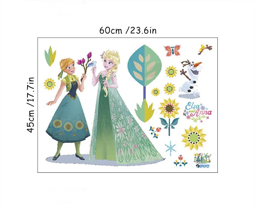 Детские любимые изображения из мультфильмов 3d Олаф сломанная стена к Пип Принцесса Эльза Анна виниловые наклейки детская комната Забавный плакат фильма 45*60 см - Цвет: C041